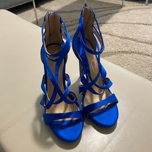 Strappy royal blue heels